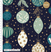 Deluxe Metallic-Baumwollstoff mit Weihnachtsdruck – 100 % Baumwolle – Meterware, Halbmeter, Long Quarter oder Fat Quarters